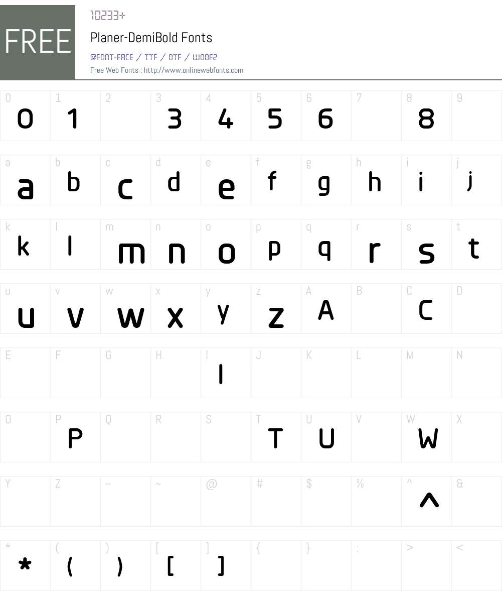 Planer-DemiBold Font Screenshots