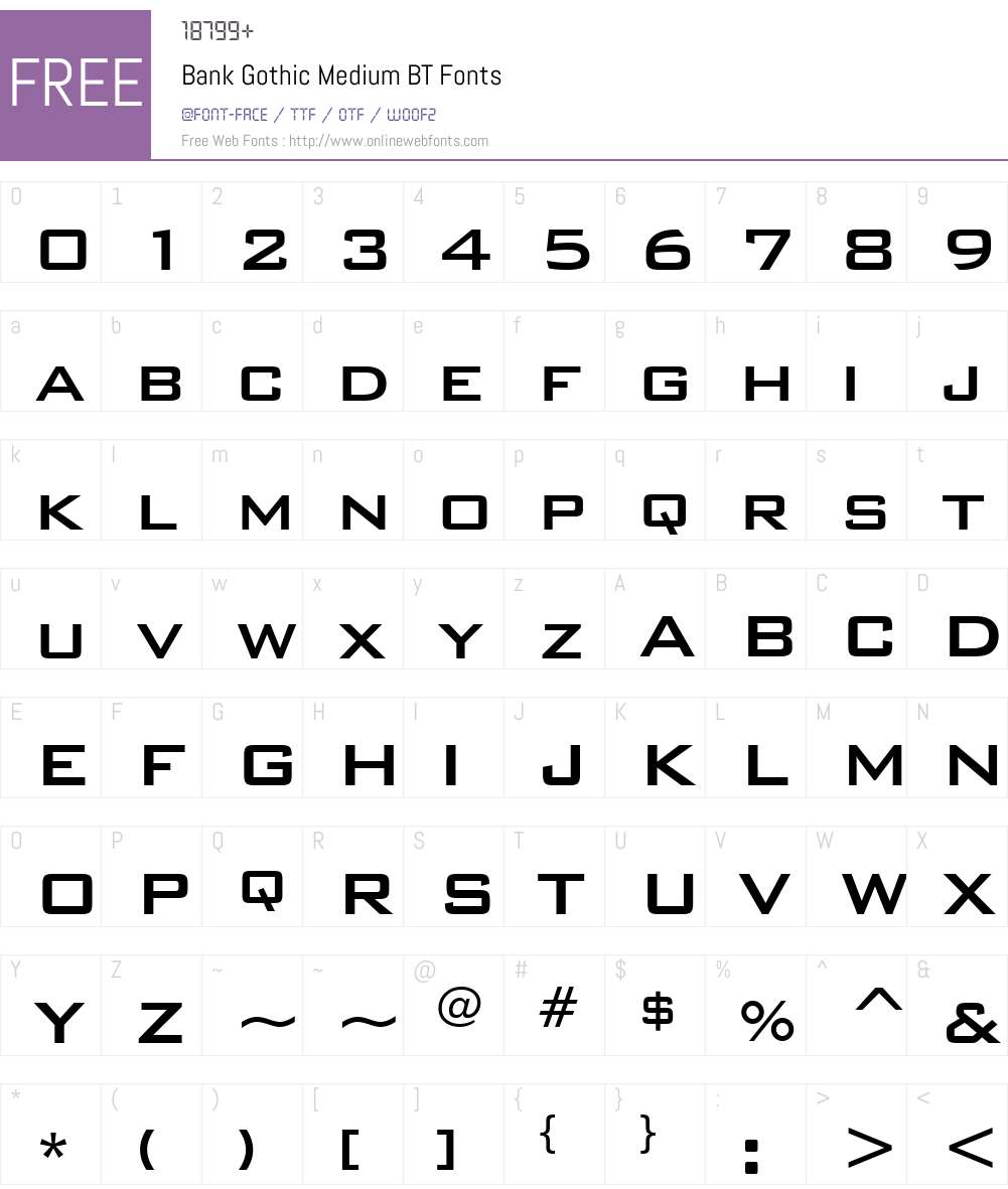 BankGothic Md BT Font Screenshots