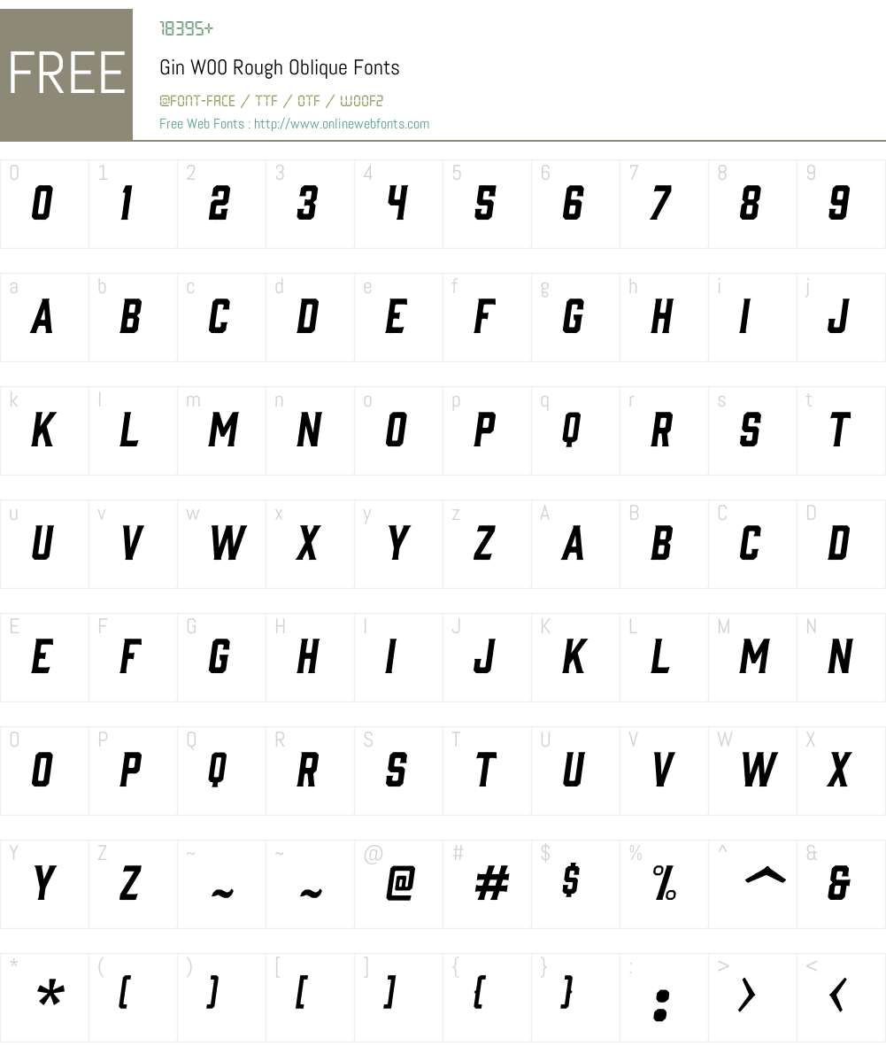 GinW00-RoughOblique Font Screenshots