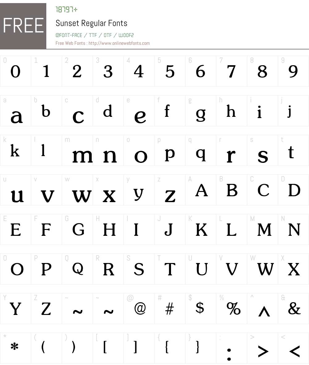 Sunset Font Screenshots