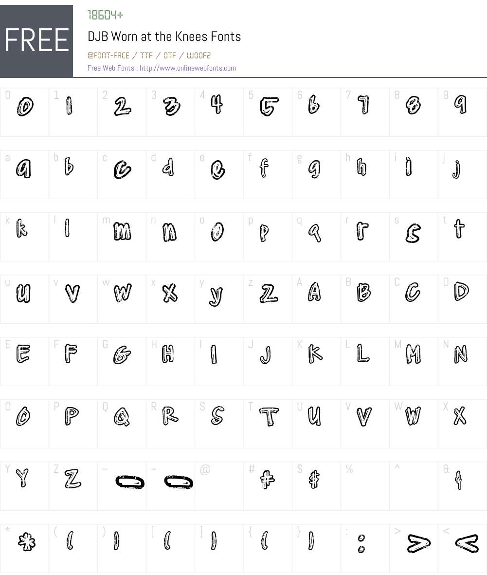 DJB Worn at the Knees Font Screenshots