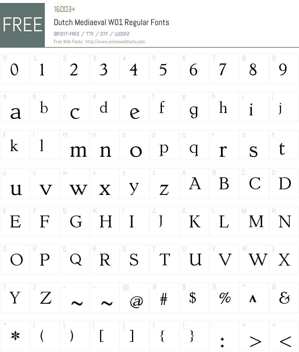 DutchMediaevalW01-Regular Font Screenshots