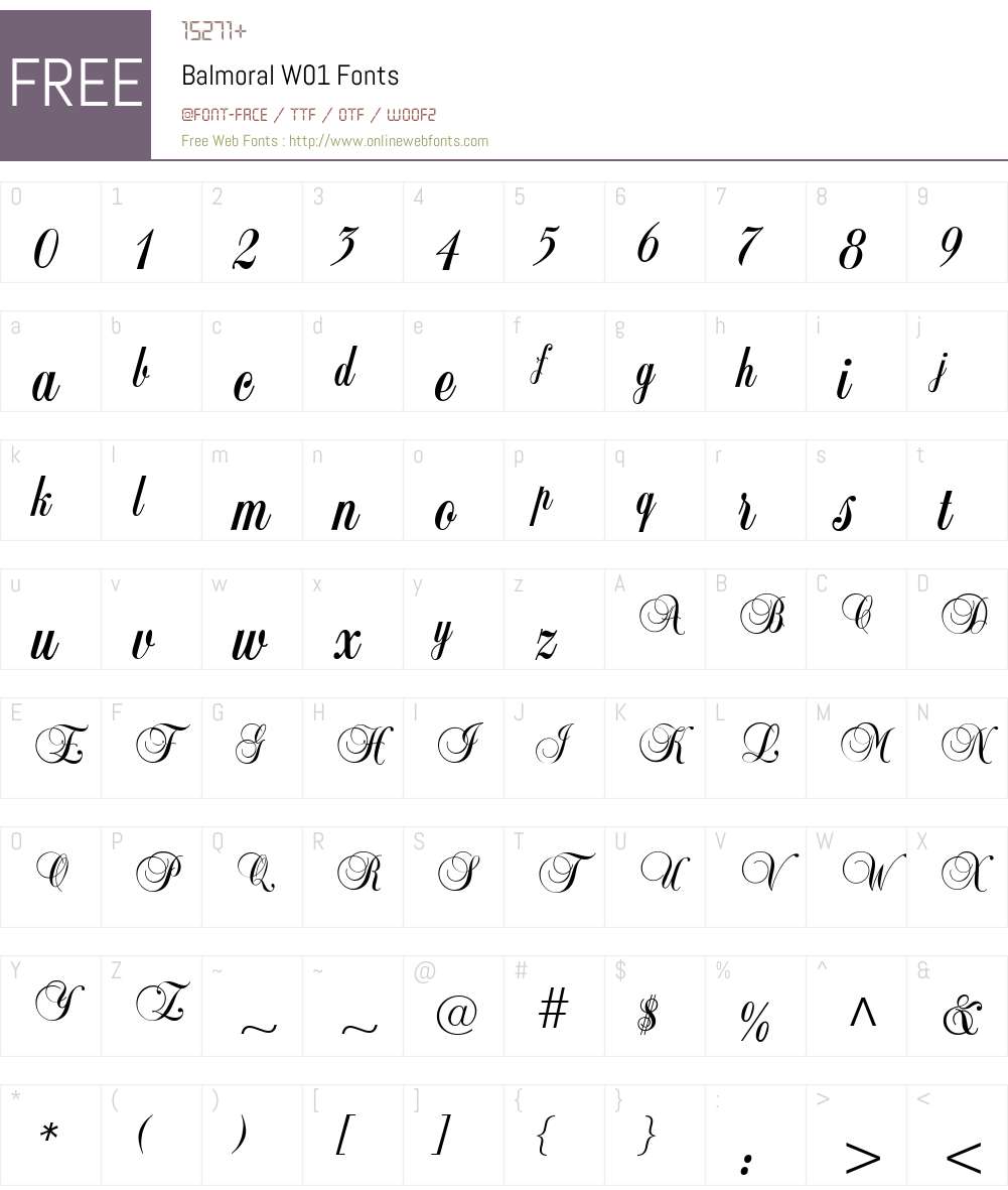 BalmoralW01 Font Screenshots