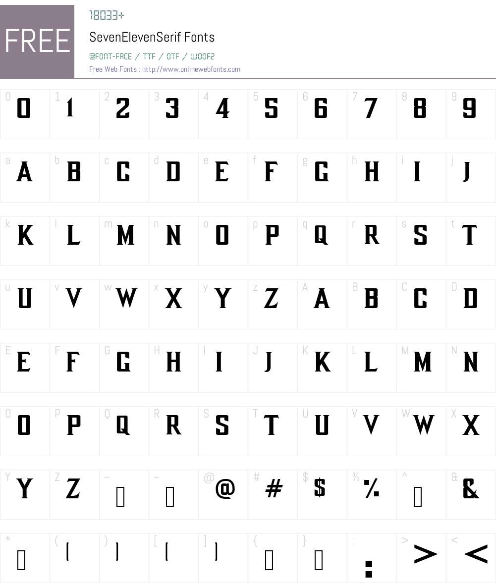 SevenElevenSerif Font Screenshots