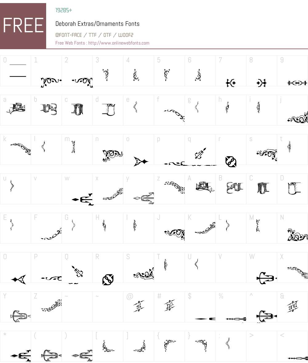 Deborah Extras/Ornaments Font Screenshots