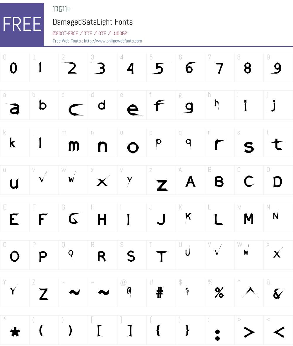 DamagedSataLight Font Screenshots