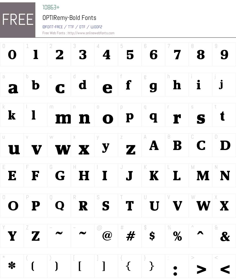 OPTIRemy-Bold Font Screenshots