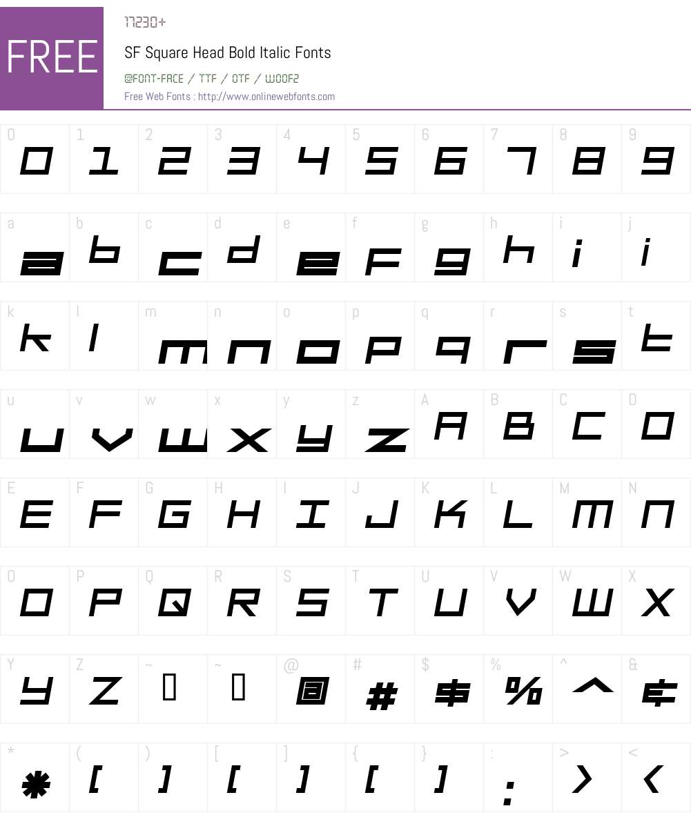 SF Square Head Font Screenshots