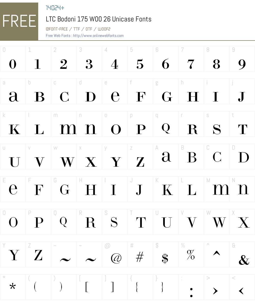 LTCBodoni175W00-26Unicase Font Screenshots