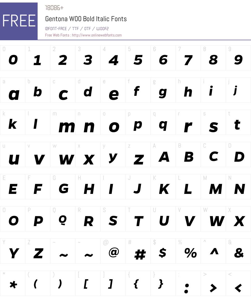 GentonaW00-BoldItalic Font Screenshots