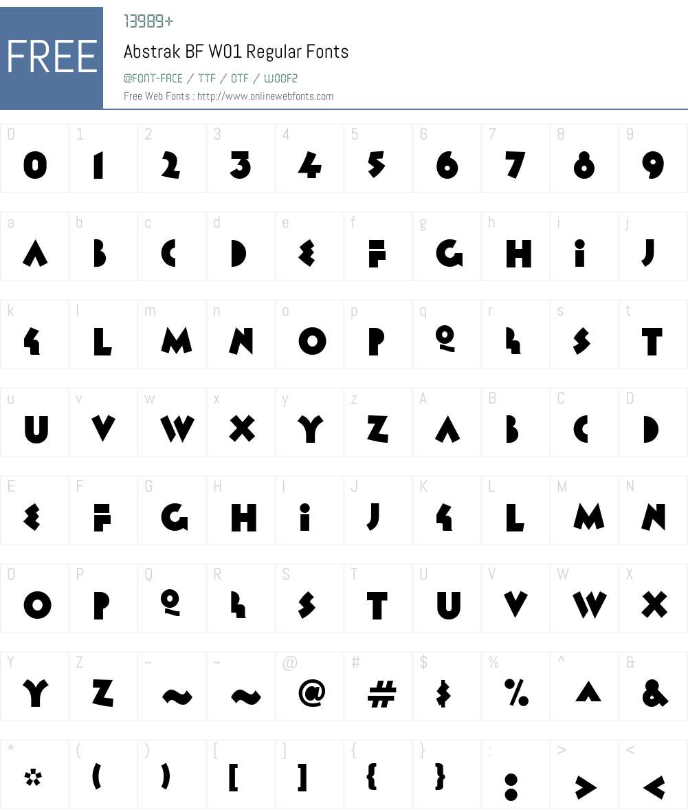 AbstrakBFW01-Regular Font Screenshots