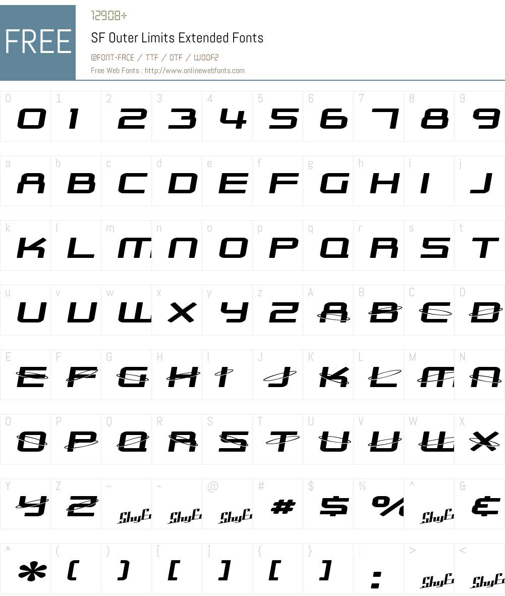 SF Outer Limits Extended Font Screenshots