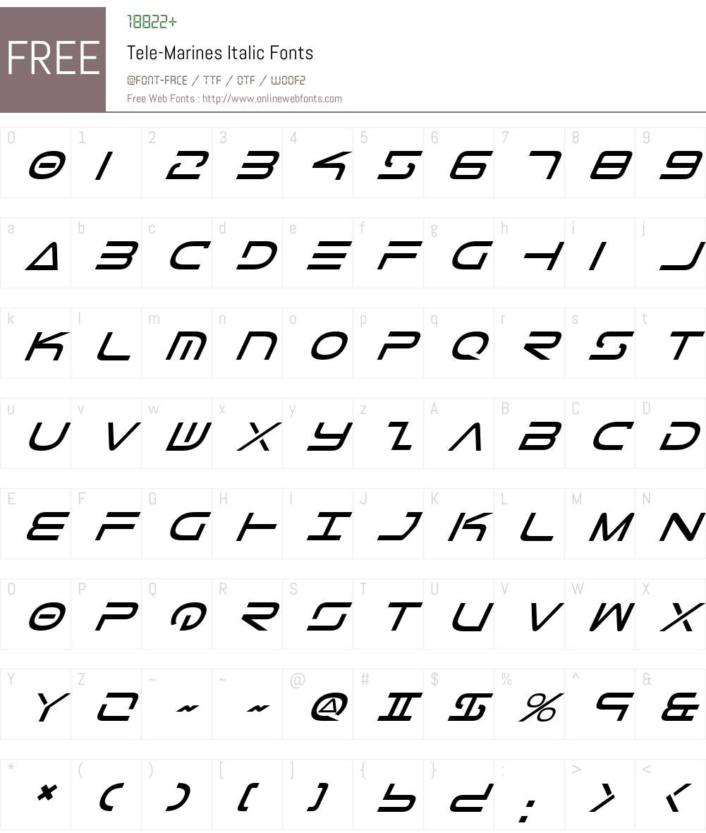Tele-Marines Italic Font Screenshots