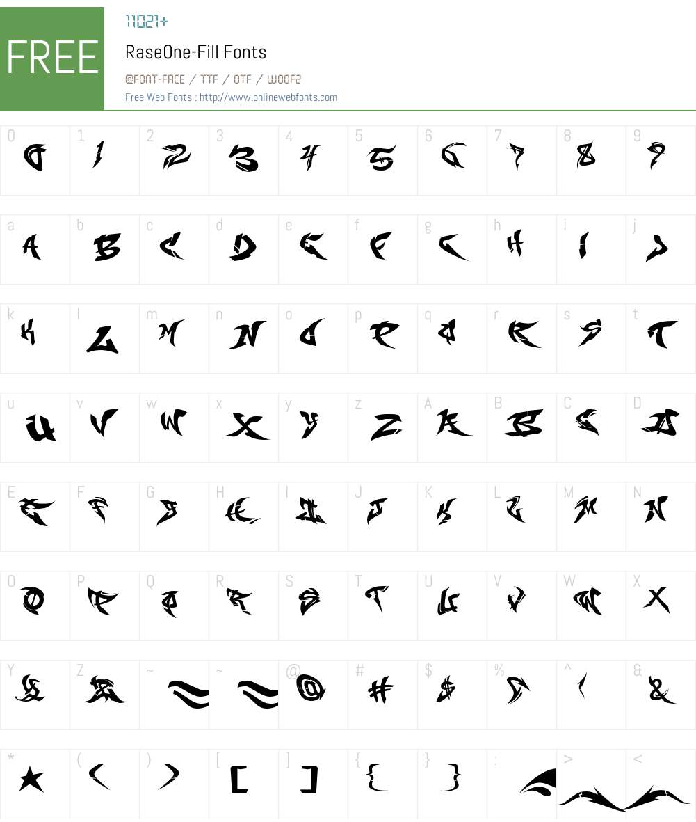 RaseOne-Fill Font Screenshots