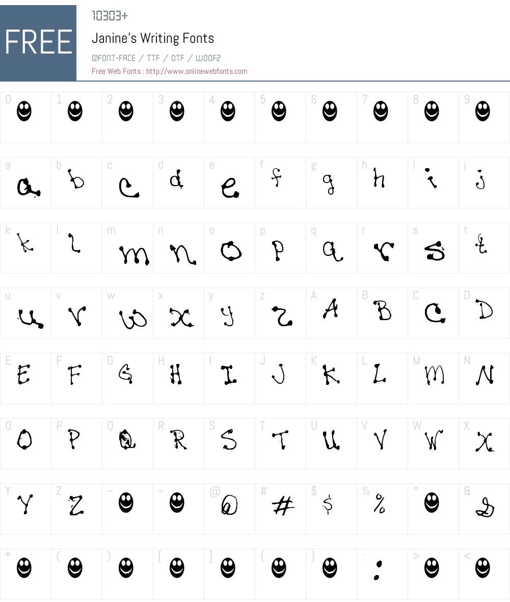 Janine's Writing Font Screenshots