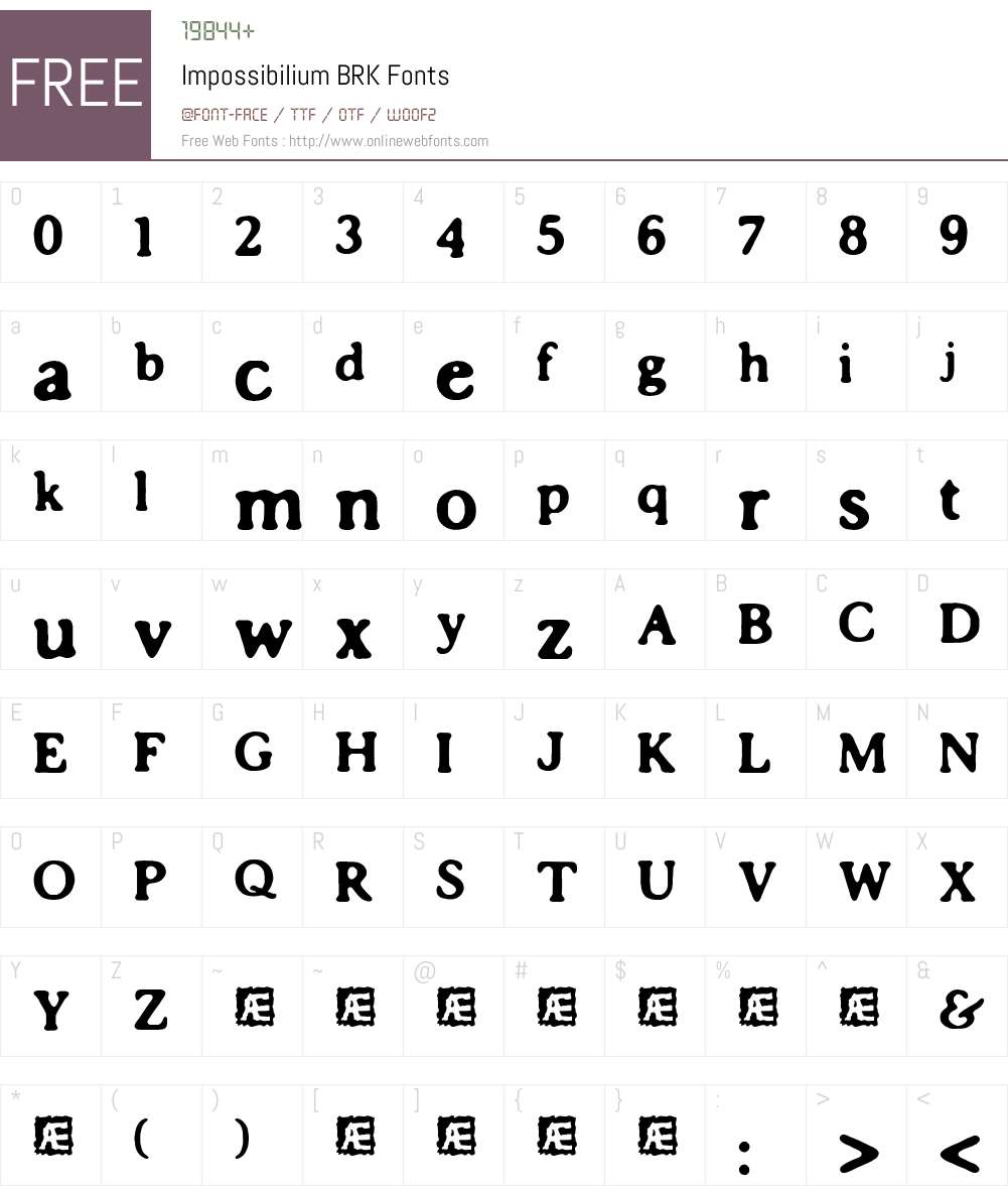 Impossibilium BRK Font Screenshots