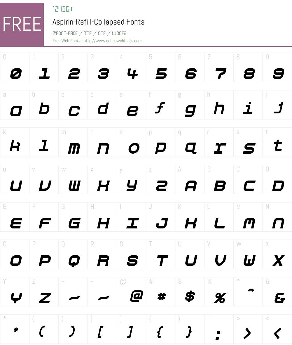 Aspirin-Refill Font Screenshots
