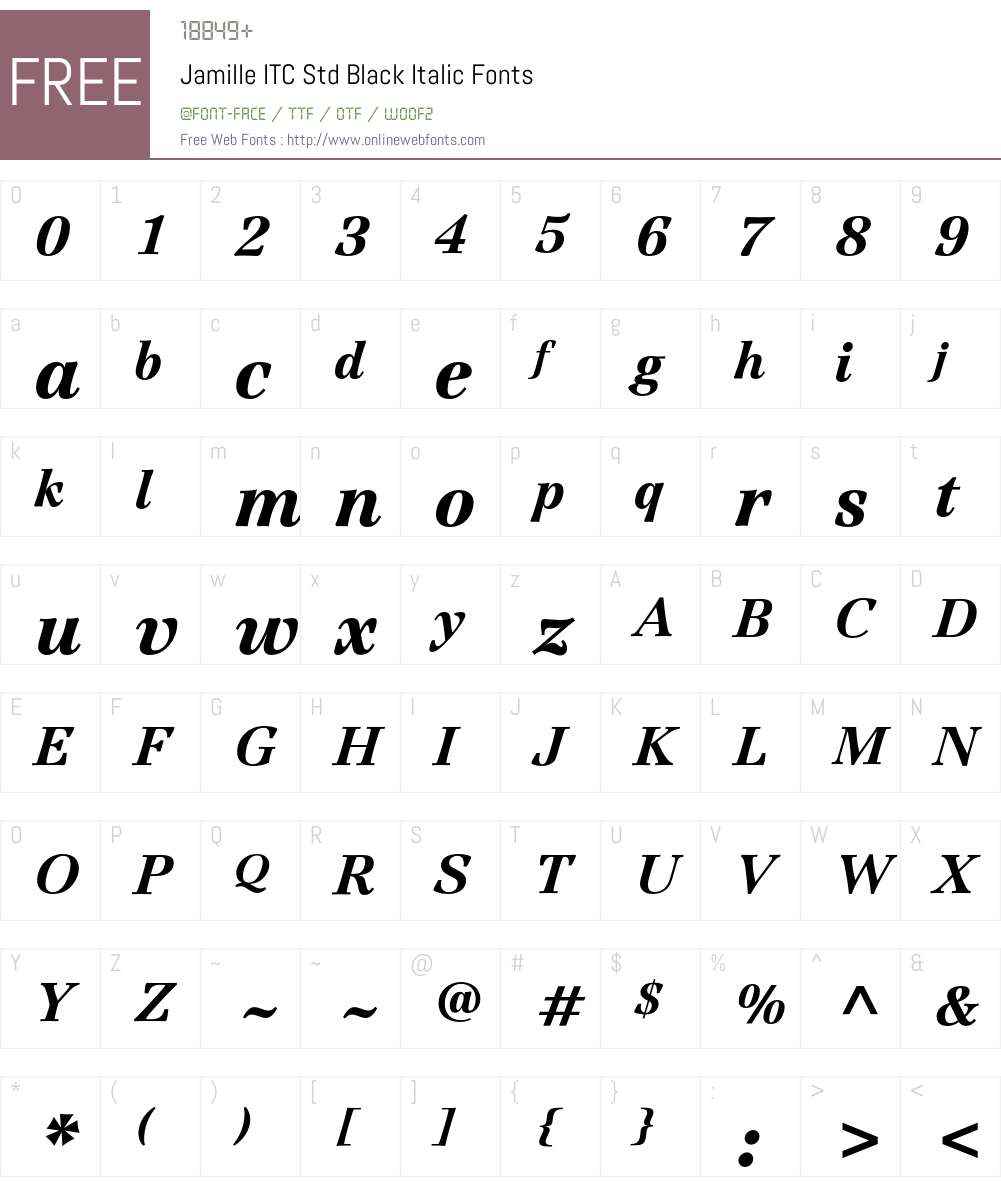 Jamille ITC Std Font Screenshots