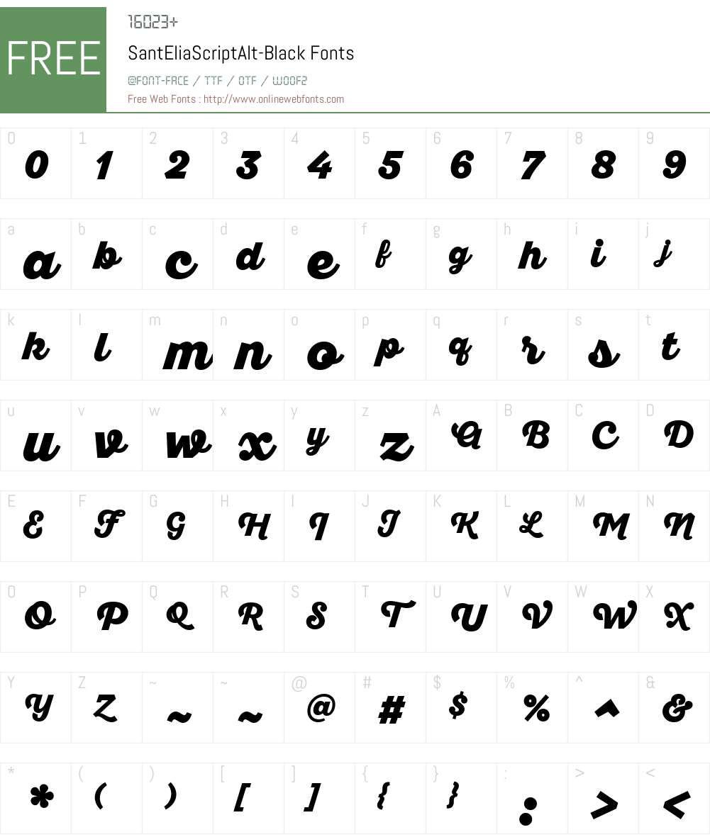 SantEliaScriptAlt-Black Font Screenshots