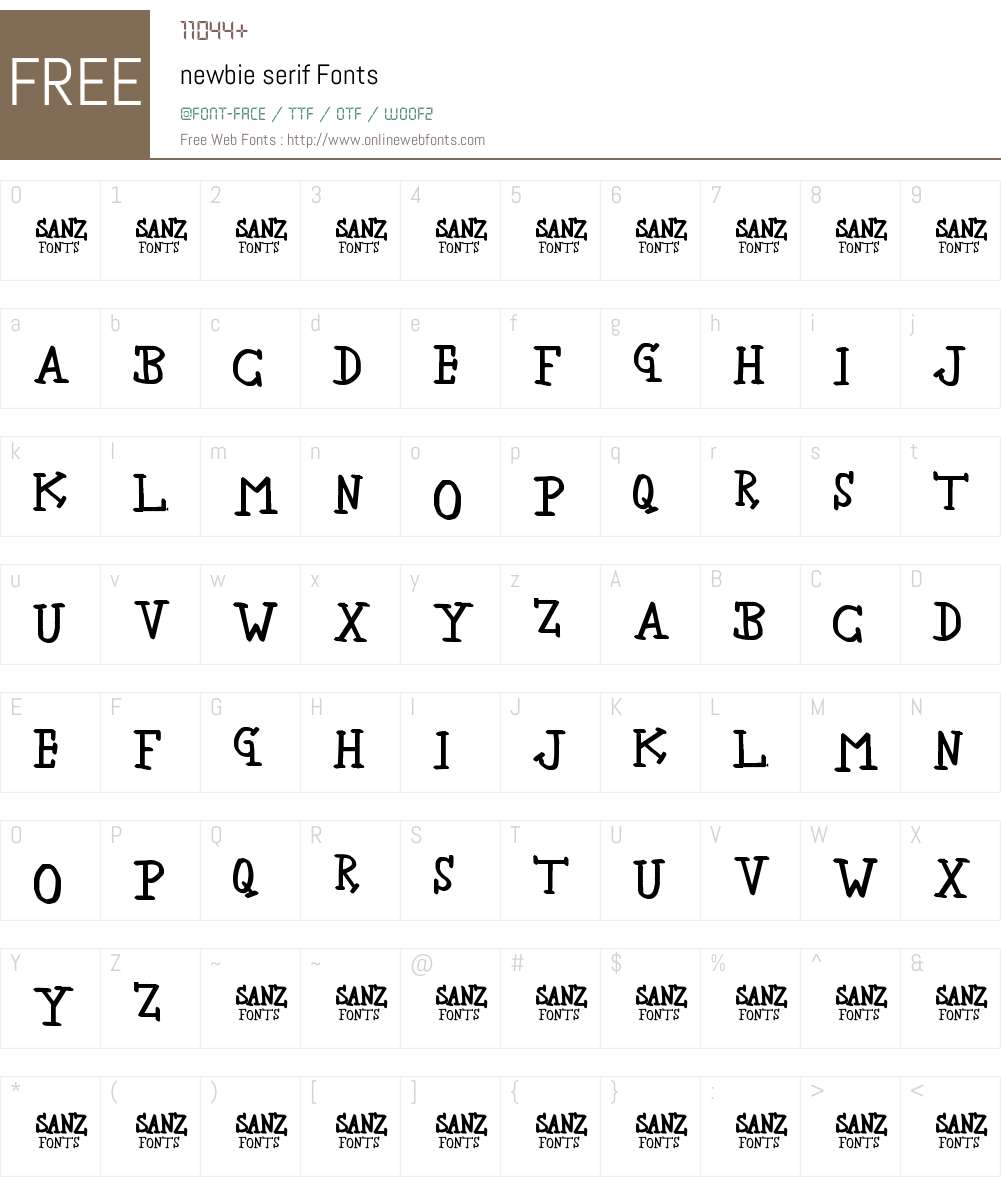 newbie serif Font Screenshots