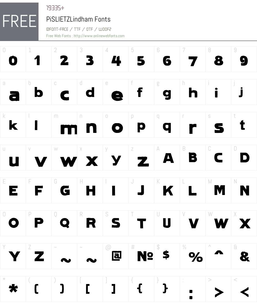 PiSLIETZLindham Font Screenshots