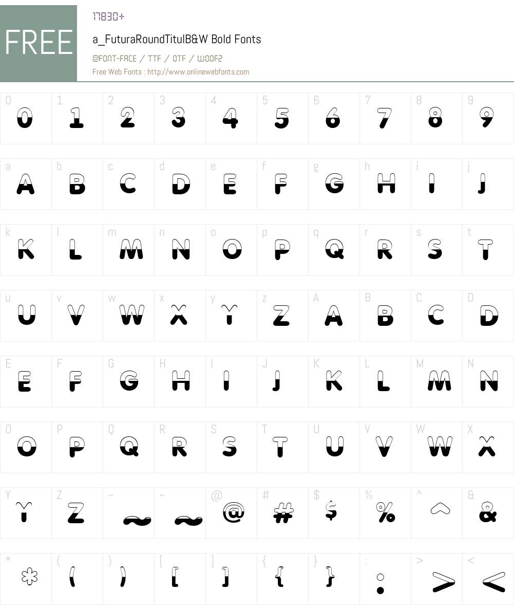 a_FuturaRoundTitulB&W Font Screenshots