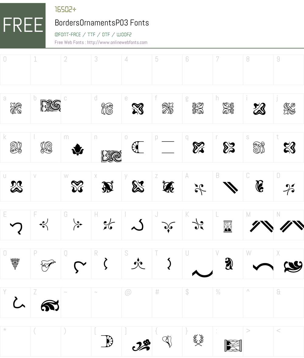 BordersOrnaments Font Screenshots