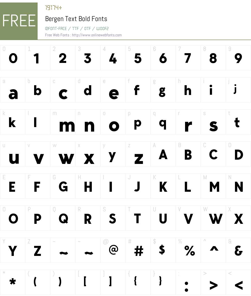 BergenText-Bold Font Screenshots