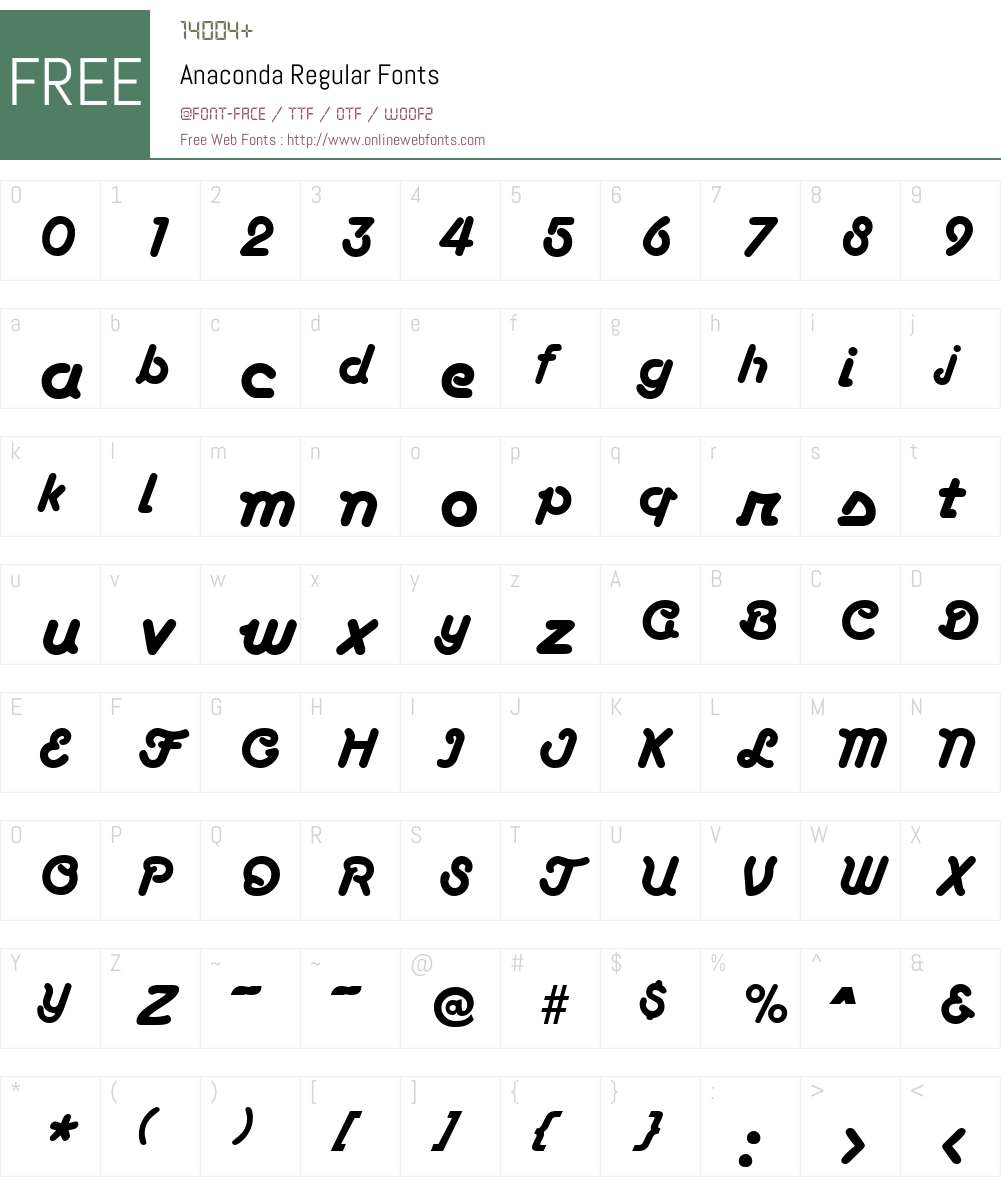 Anaconda Font Screenshots