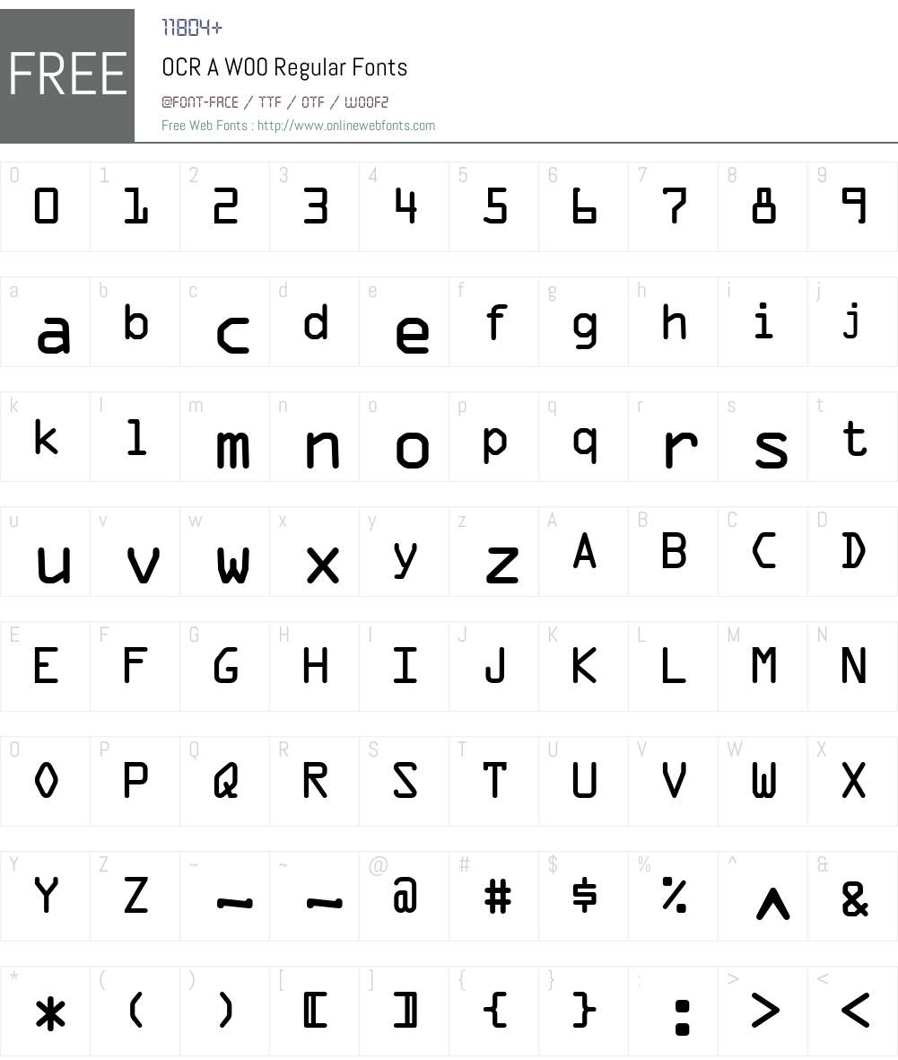 OCRAW00-Regular Font Screenshots