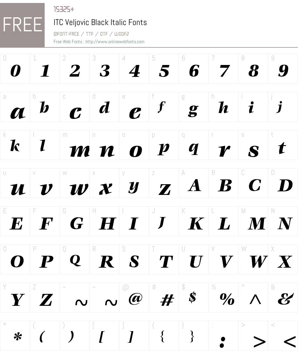 ITC Veljovic Font Screenshots