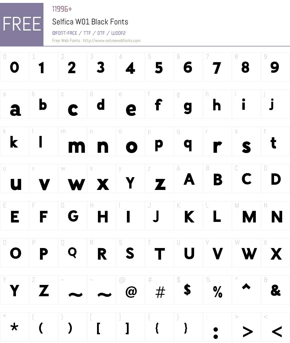 SelficaW01-Black Font Screenshots