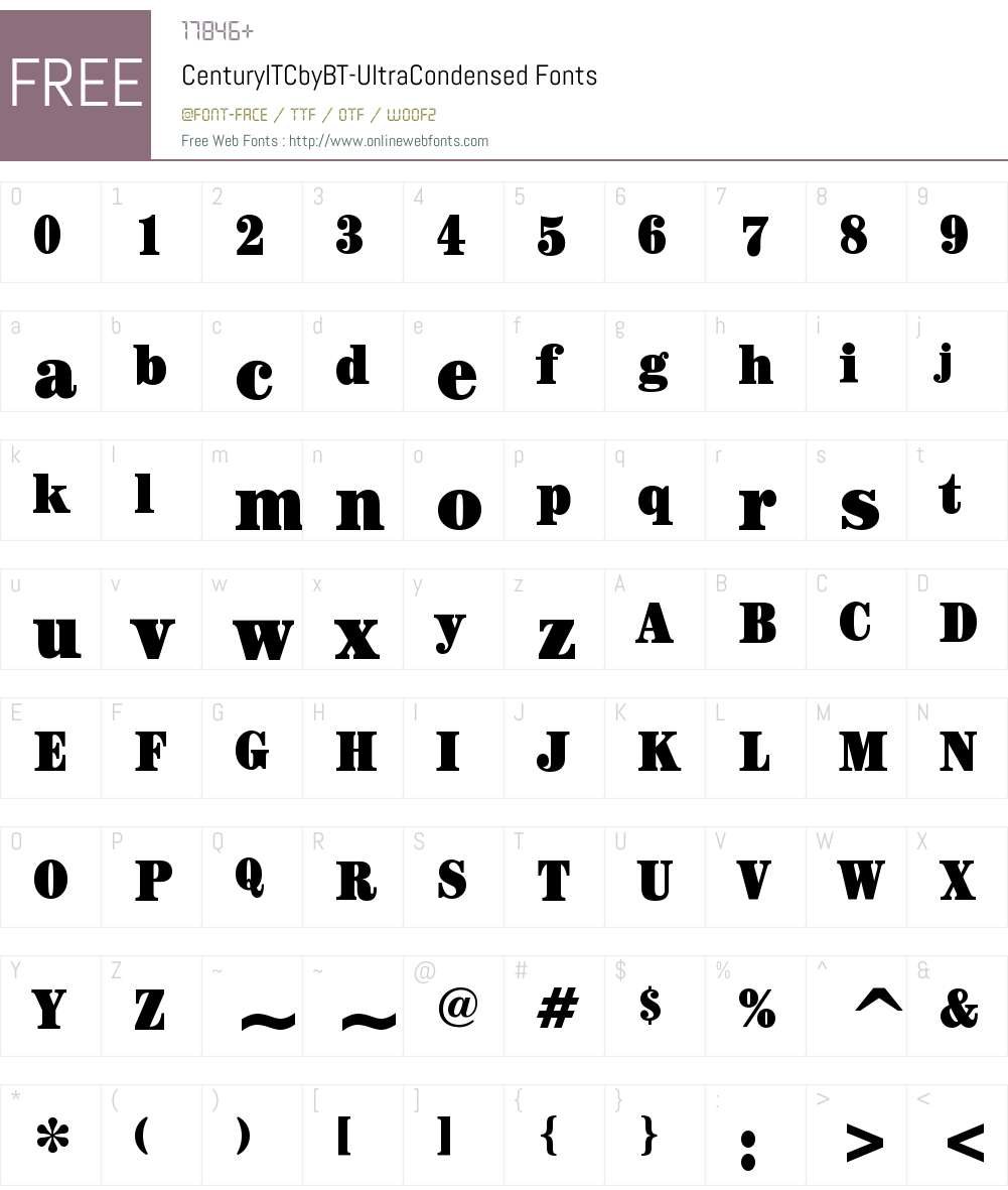 ITC Century Ultra Condensed Font Screenshots