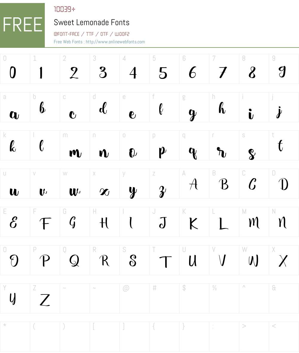 Sweet Lemonade 1.00;March 16, 2019;FontCreator 11.5.0.2430 64bit Fonts