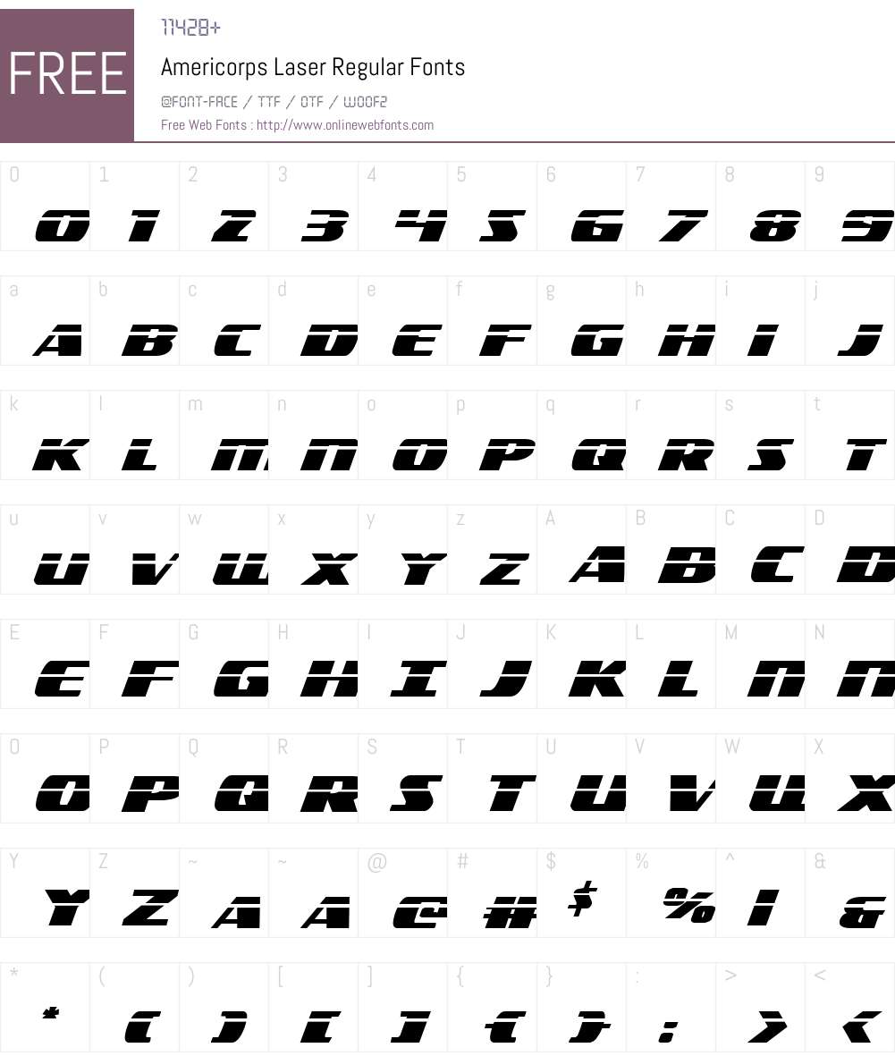 Americorps Laser Font Screenshots