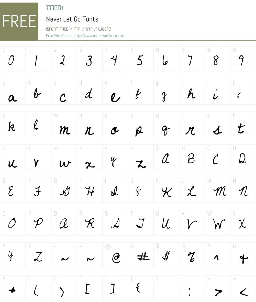 Never Let Go Font Screenshots