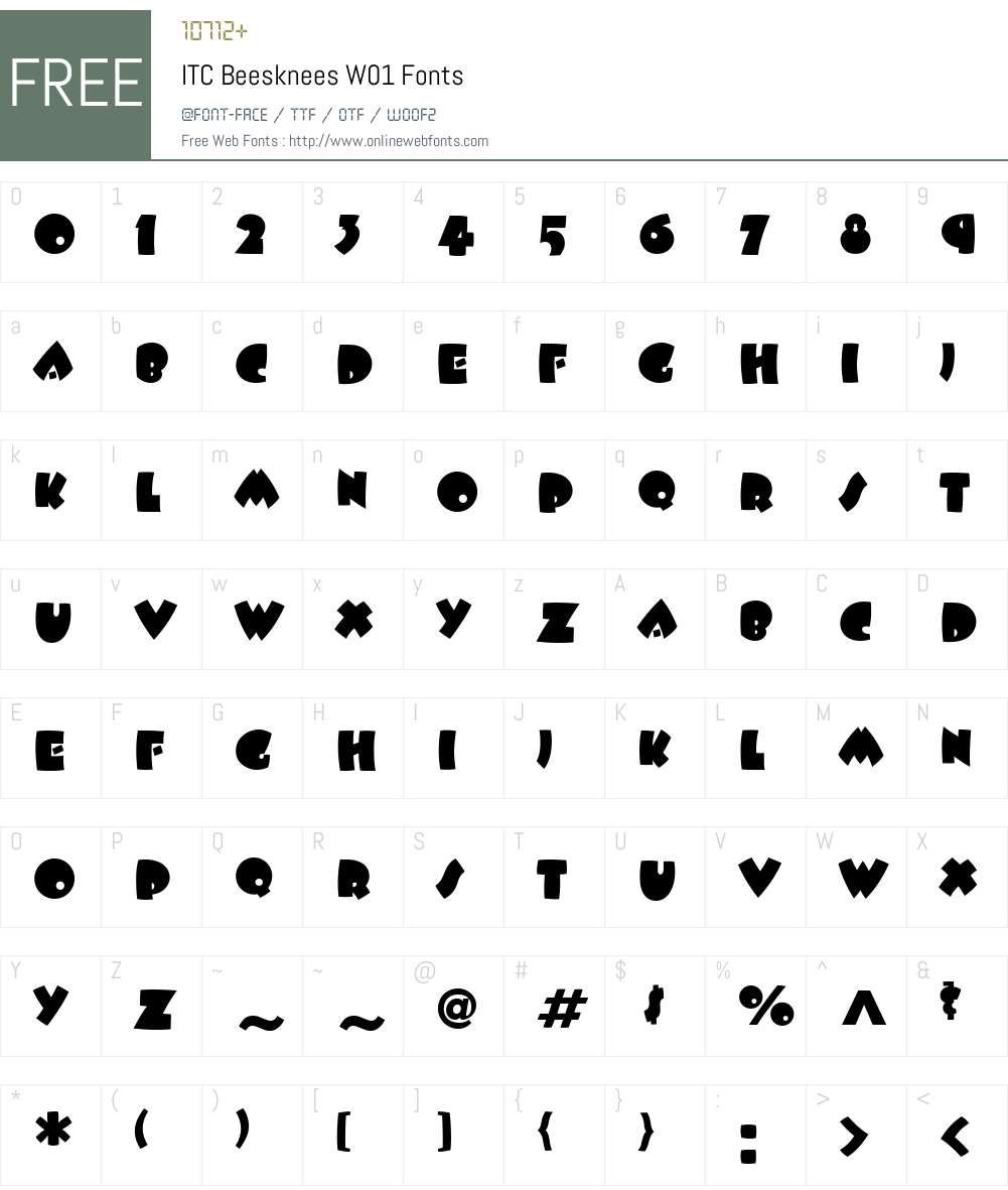 ITCBeeskneesW01 Font Screenshots