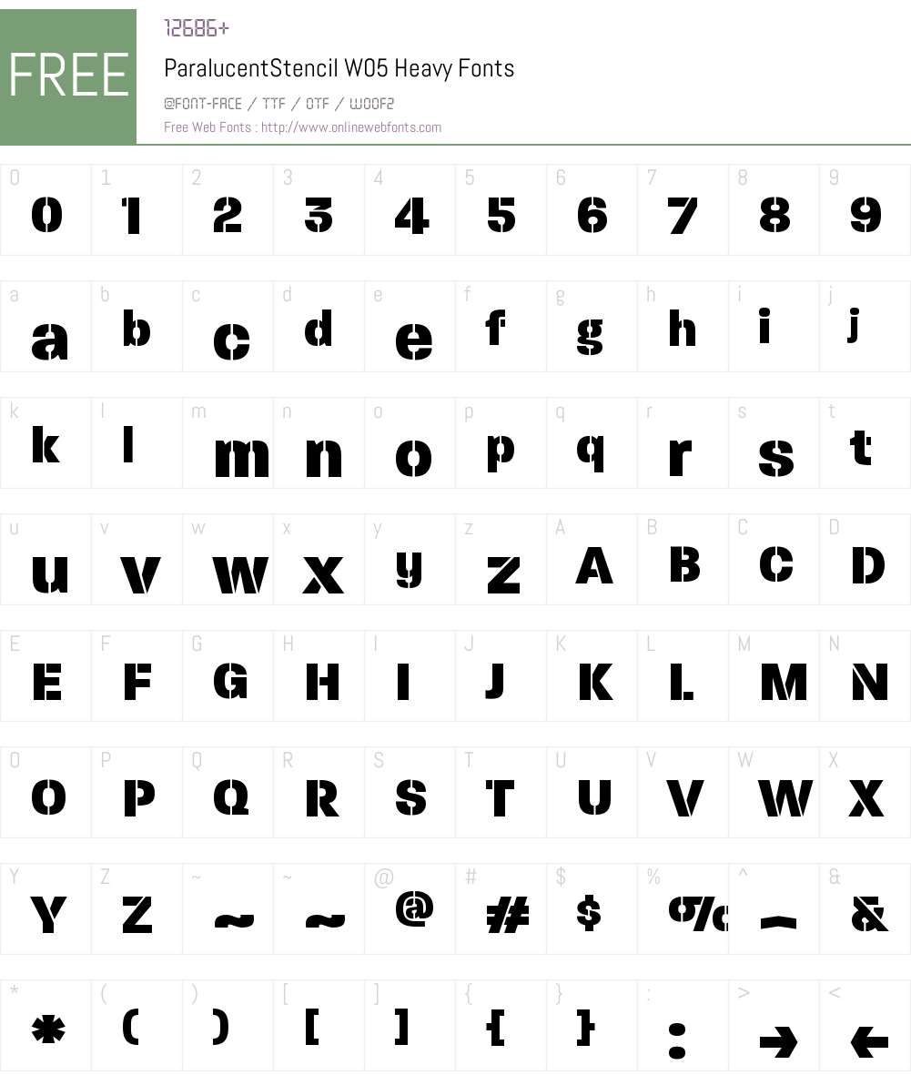 ParalucentStencilW05-Heavy Font Screenshots