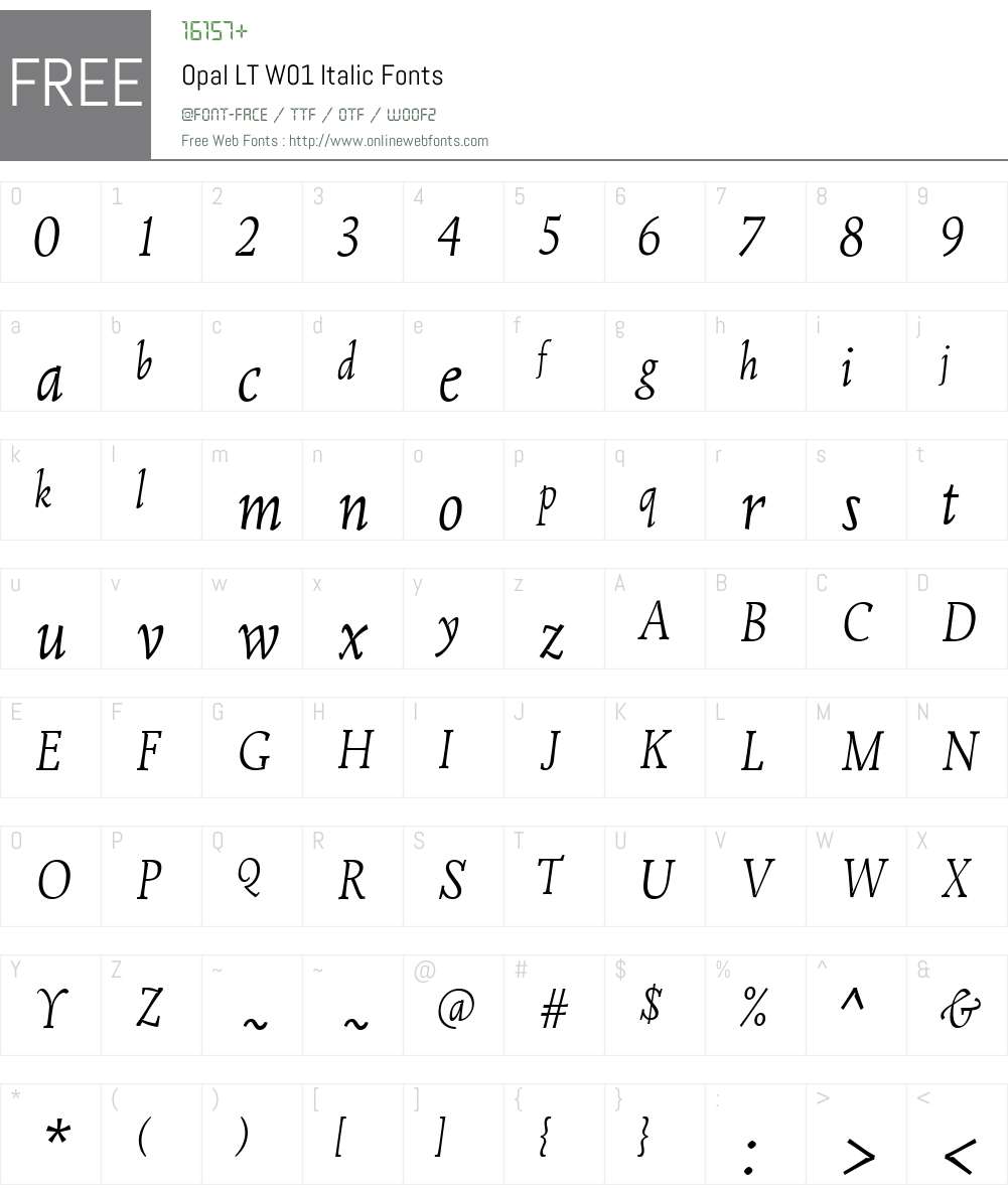 OpalLTW01-Italic Font Screenshots