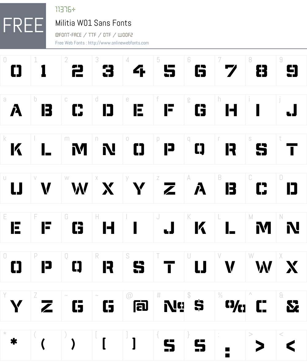 MilitiaW01-Sans Font Screenshots