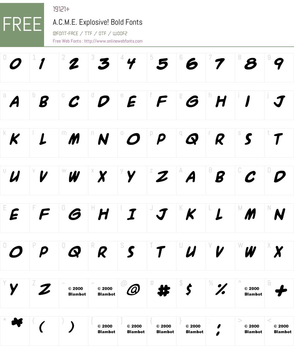 A.C.M.E. Explosive! Font Screenshots