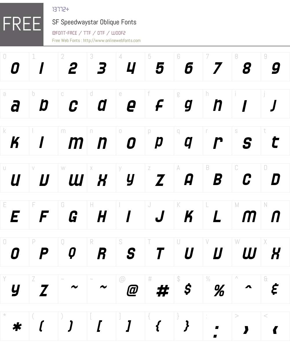 SF Speedwaystar Font Screenshots