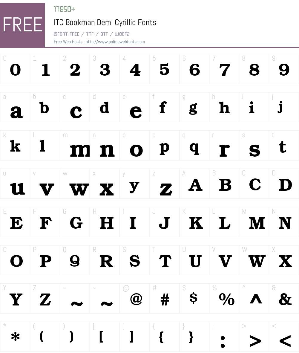 BookmanC Font Screenshots