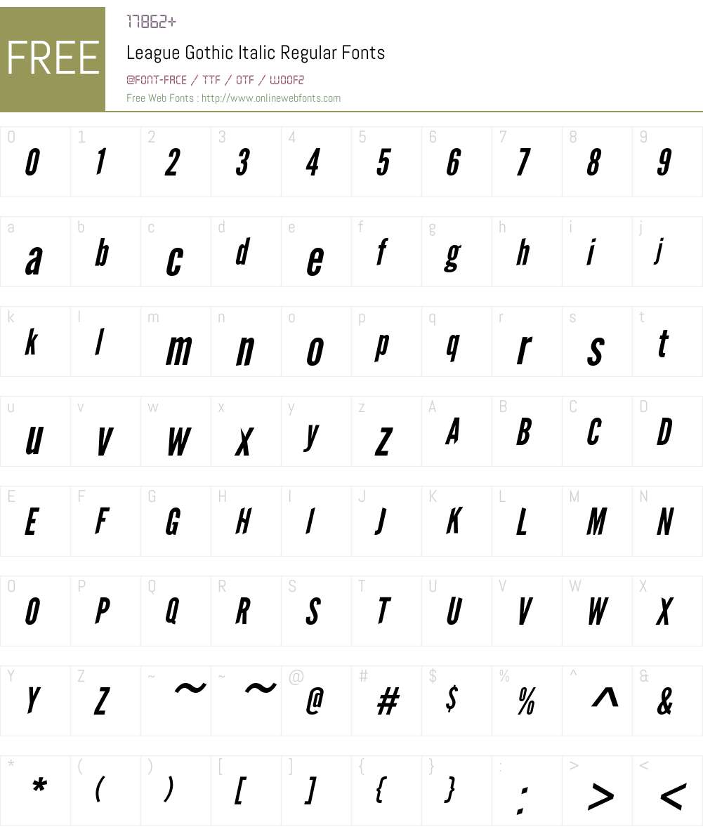 League Gothic Italic Font Screenshots
