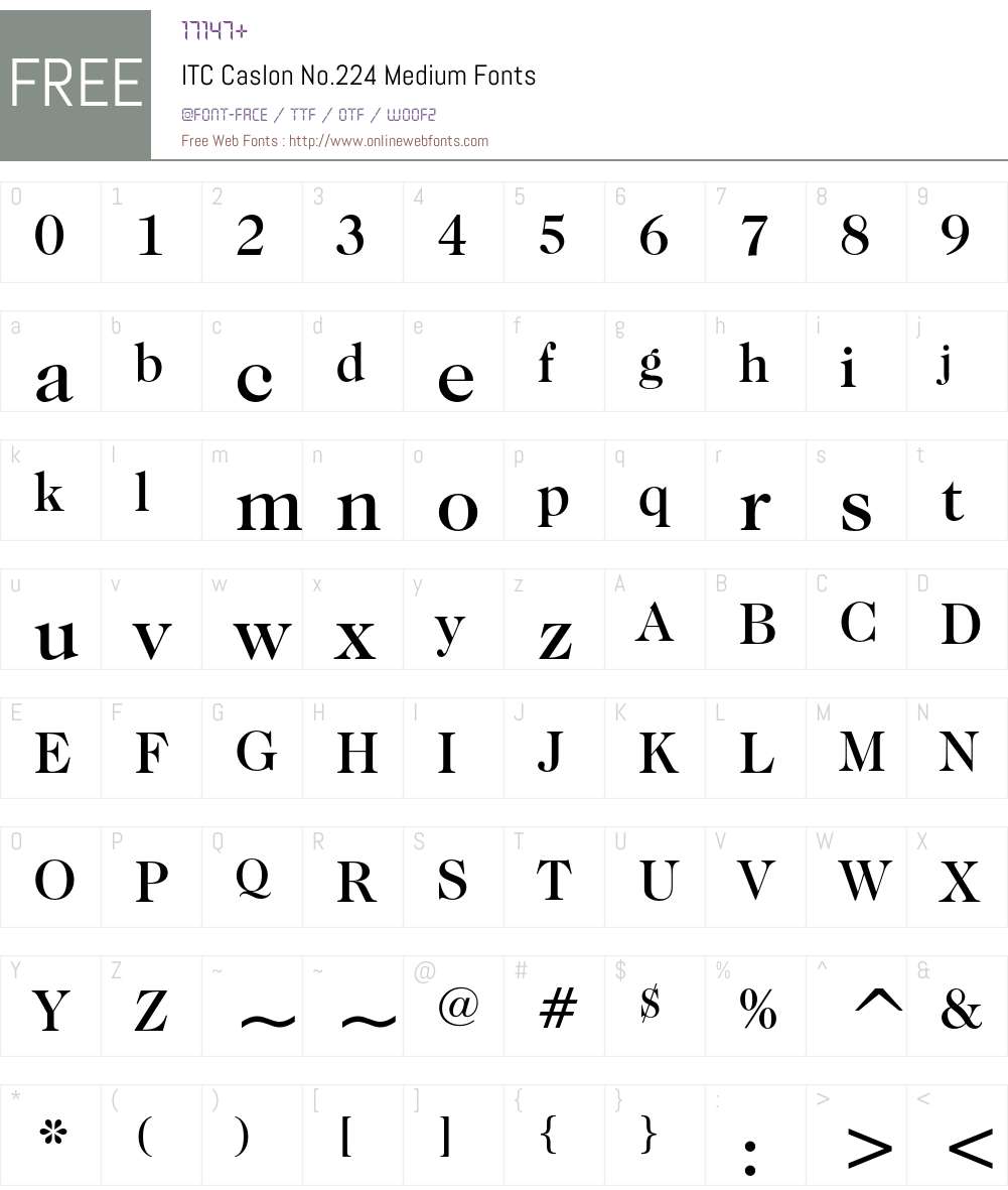 ITC Caslon No.224 Font Screenshots