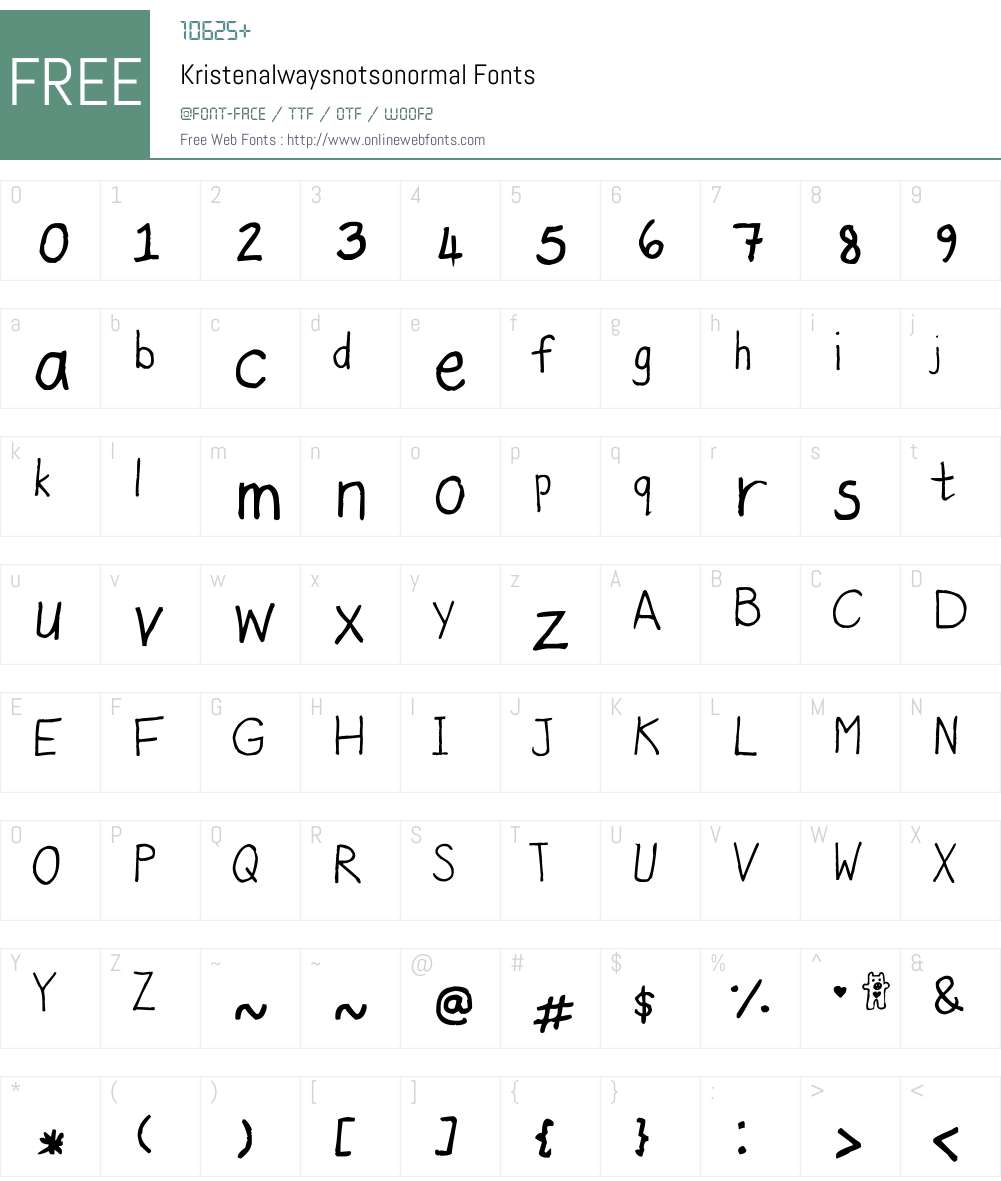 Kristenalwaysnotsonormal Font Screenshots