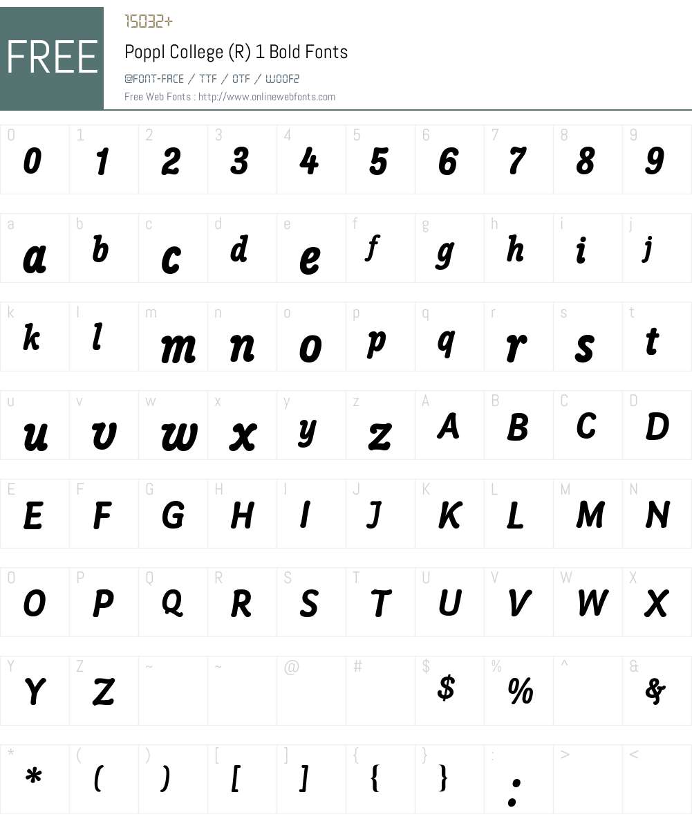 Poppl-College One BQ Font Screenshots