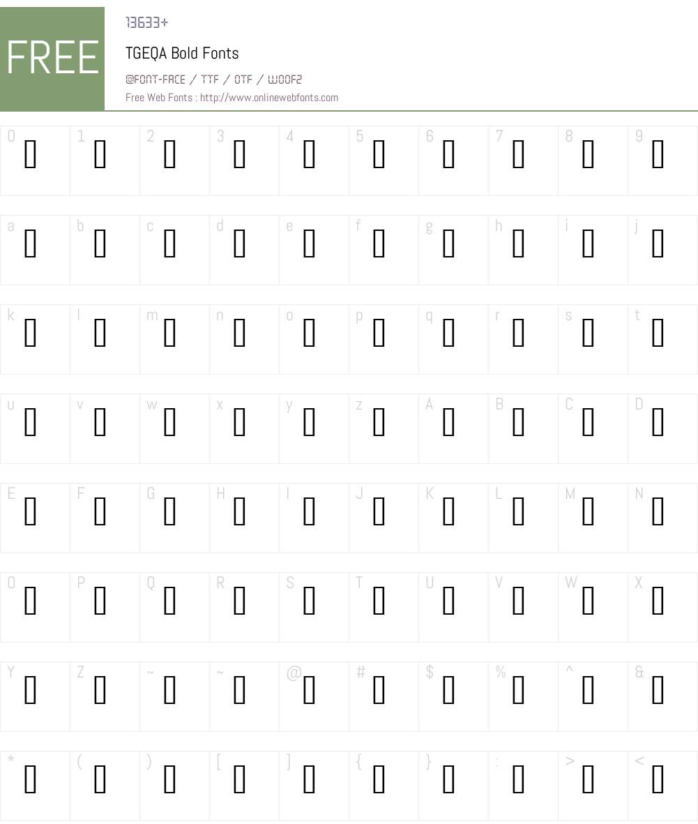 TGEQA Font Screenshots