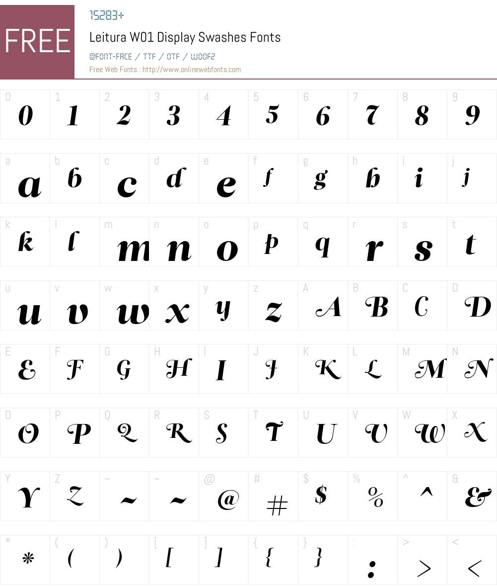 LeituraW01-DisplaySwashes Font Screenshots