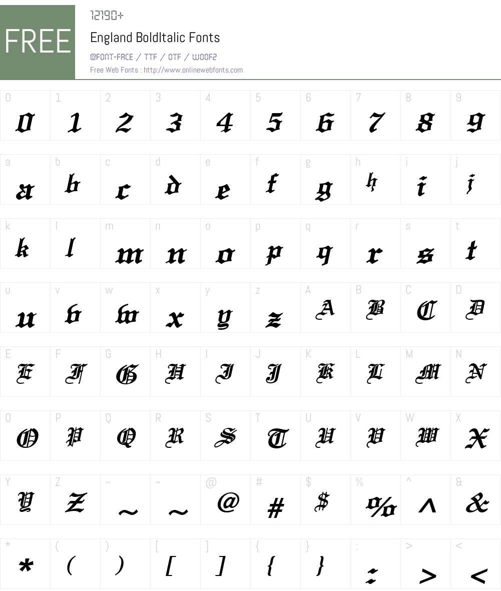 England Font Screenshots